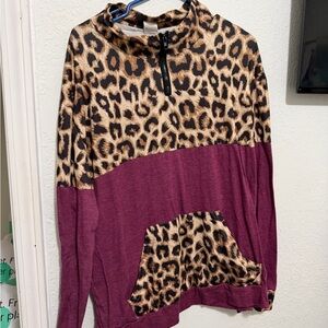 Leopard Print and Burgundy Pullover